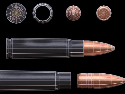 762 x 39 bullet Low-poly 3D model