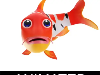 Koi fish animated Low-poly 3D model