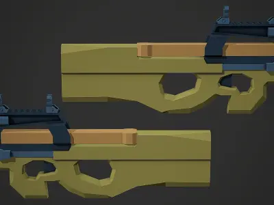 Stylized FN P90 SMG Low Poly Mobile Ready Low-poly 3D model