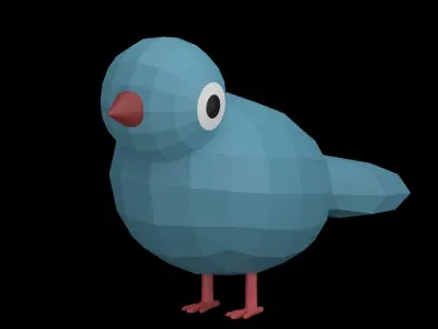 LowPoly Cartoon Cute Bird Low-poly 3D model