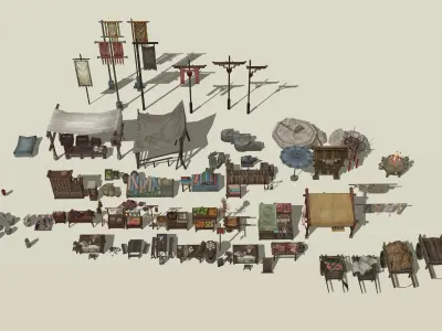 Ancient Chinese Commercial Street 3D model