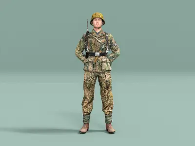German soldier World War II Low-poly 3D model