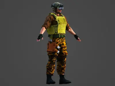 Caucasian Military Mercenary Soldier 3D model