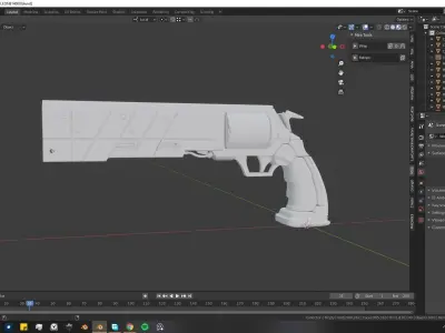 Sci Fi revolver Low-poly 3D model