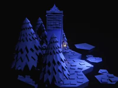 Castle at midnight 3D model
