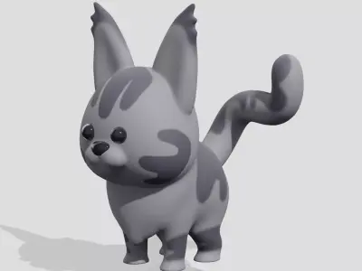 Cute Maine Coon cat Low-poly 3D model
