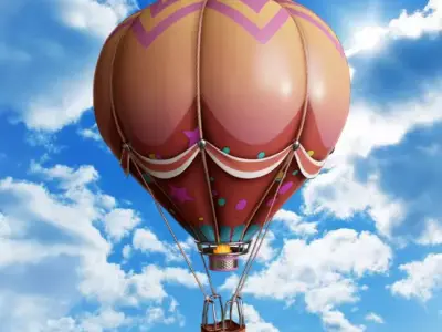 Cartoon Hot Air Balloon Low-poly 3D model
