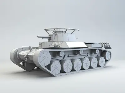 Low Poly Type 97 Chi Ha medium tank Low-poly 3D model