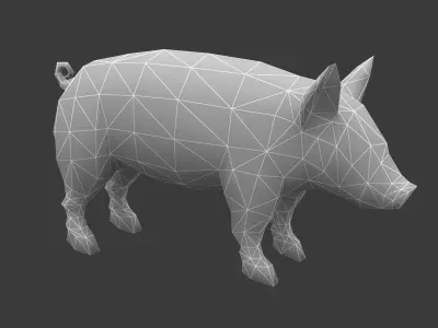 animated pig Low-poly 3D model