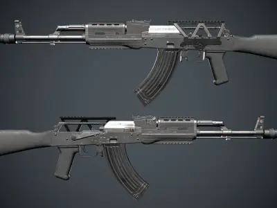 Low Poly AK 47 Low-poly 3D model