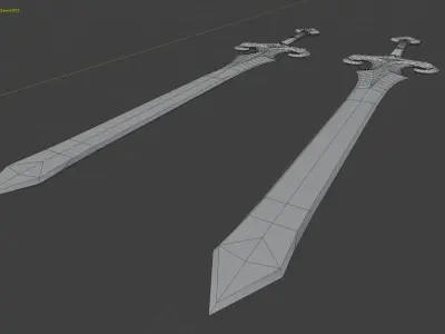 Two-hand swords pack 4 in 1 Low-poly 3D model