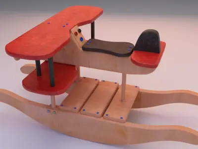 Wooden Rocking Airplane 3D model