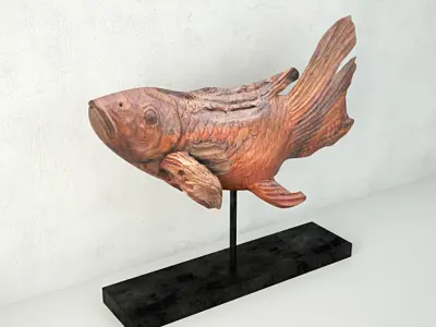 Swimming Koi Statue 3D model