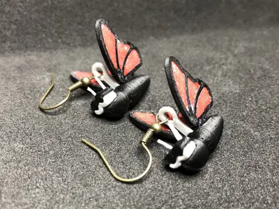 Lazy Butterfly Earrings Free 3D print model