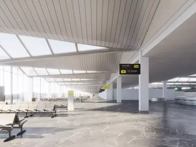 Airport building in water 3D model