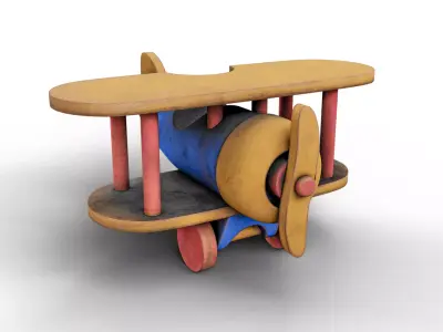 Wooden Old Airplane Toy 3D model