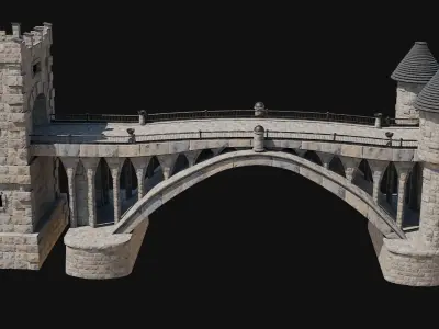 HUGE MONUMENTAL FANTASY CASTLE BRIDGE FORT FORTRESS COLLECTION Low-poly 3D model
