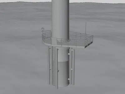 Offshore Turbine Engine Low-poly 3D model