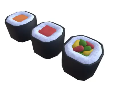 Stylized Sushi Low-poly 3D model