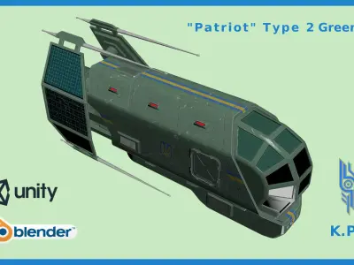 Spaceship Patriot Type 2 Green Low-poly 3D model