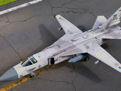 Ukrainian Sukhoi Su-24 Fencer with Storm Shadow cruise missile Low-poly 3D model