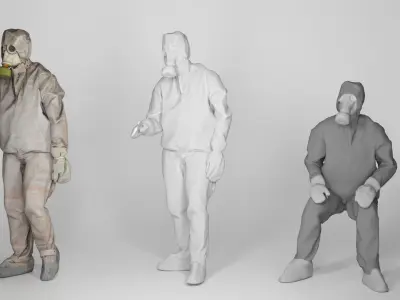 Animated Soviet Liquidator of nuclear accident of Chernobyl 84 Low-poly 3D model