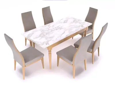 Dining table and chair Low-poly 3D model purchase