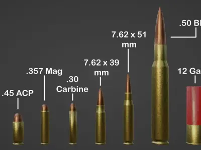 Eight Bullets Low-poly 3D model