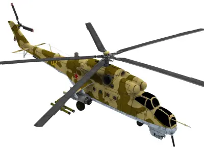 Lowpoly Mil Mi-24 Helicopter 3D Model Low-poly 3D model