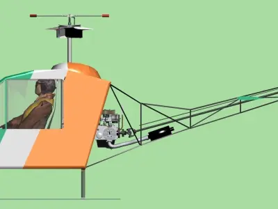 Robin ultralight helicopter 3D model