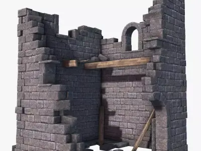 Ruined Tower 2 Low-poly 3D model