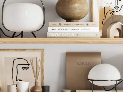 Decorative set shabby chic bookshelves 3D model