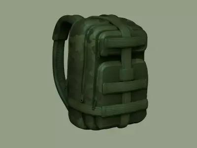Green Army - Camouflage Backpack - Character Military Low-poly 3D model