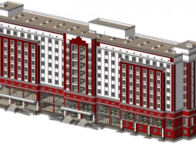 Hotel in Revit 3D model