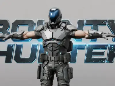 Sci-Fi Bounty Hunter Character  Low-poly 3D model