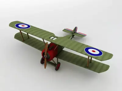  Sopwith Camel Biplane Low-poly 3D model