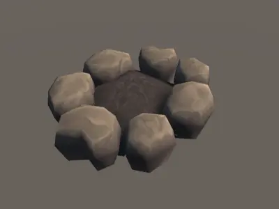 Hand painted camp fire pack for unity Low-poly 3D model