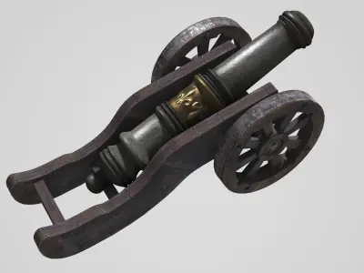 Italian medieval cannon artillery Low-poly 3D model