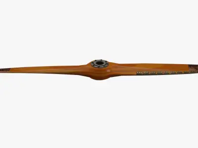 Vintage aircraft wooden propeller with hub 3D model