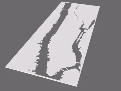 Manhattan Map 2D to 3D with CNC Cutting Low-poly 3D model
