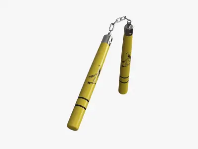 Nunchaku Bruce Lee in yellow Low-poly 3D model