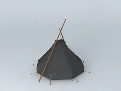 Kohte tent with external masts and 45cm side rim Free 3D model
