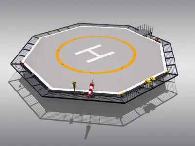 Octagonal Heliport 3D model purchase