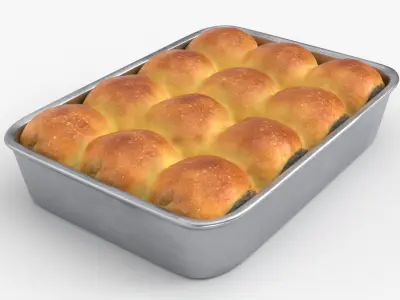 Soft Dinner Rolls Tray 3D model