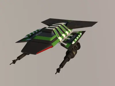 Spaceship fighter jet with stripes 3D model