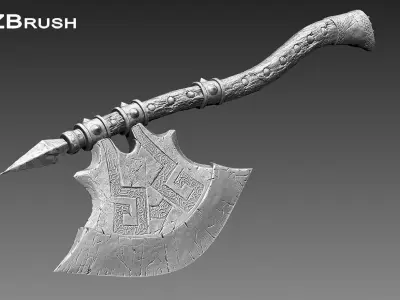 Zbrush Barbarian Axe 3D model