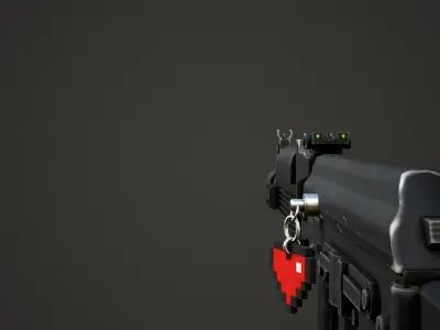 8-Bit Heart Weapon Charm - Low Poly Game Ready Low-poly 3D model