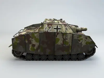 Low poly SdKfz 166 Sturmpanzer Brummbar Early Low-poly 3D model