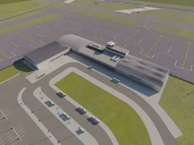 International Airport with Interior and Landscape 3D model