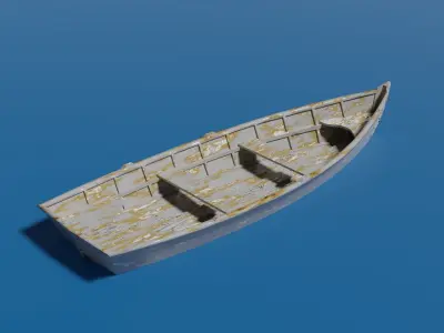 Wooden Dinghy Low-poly 3D model